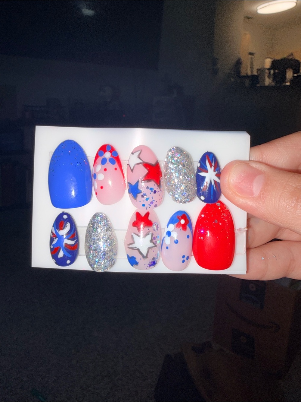 Patriotic Red, Blue & Silver Press-On Nail Set